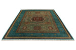 7x10 Green and Blue Turkish Tribal Rug