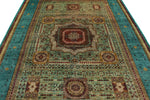 7x10 Green and Blue Turkish Tribal Rug