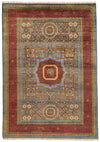 7x10 Light Blue and Red Turkish Tribal Rug