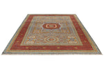 7x10 Light Blue and Red Turkish Tribal Rug