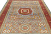 7x10 Light Blue and Red Turkish Tribal Rug