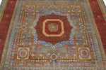 7x10 Light Blue and Red Turkish Tribal Rug