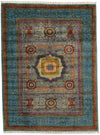 7x10 Multicolor and Blue Turkish Tribal Rug