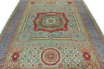 7x10 Green and Gray Turkish Tribal Rug