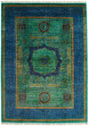 6x8 Turquoıse and Navy Turkish Tribal Rug