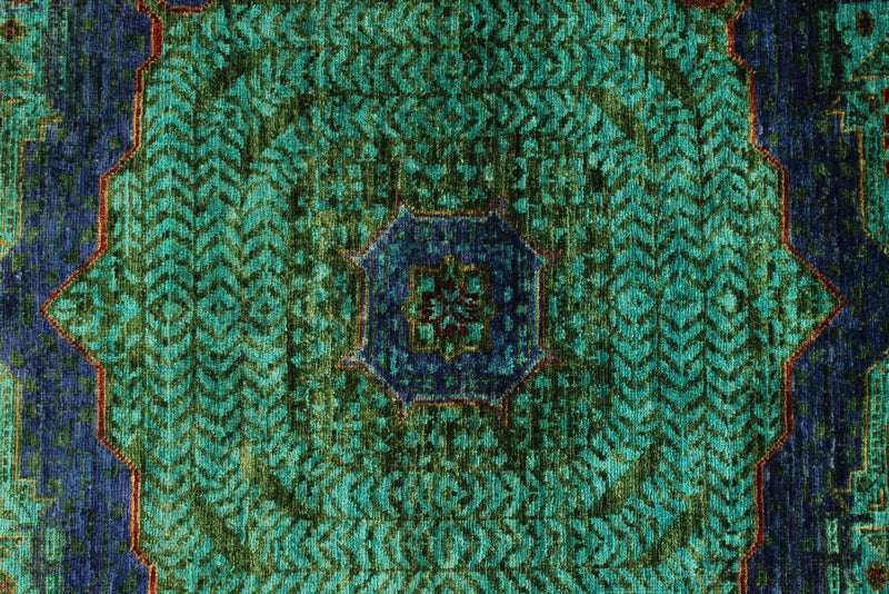 6x8 Turquoıse and Navy Turkish Tribal Rug