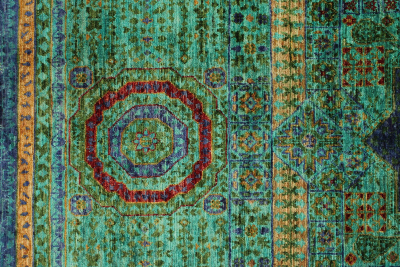 6x8 Turquoıse and Navy Turkish Tribal Rug