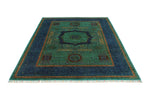 6x8 Turquoıse and Navy Turkish Tribal Rug