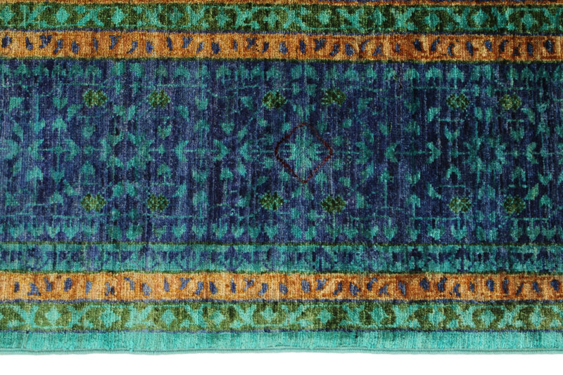 6x8 Turquoıse and Navy Turkish Tribal Rug