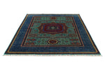 6x8 Multicolor and Navy Turkish Tribal Rug