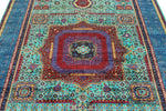 6x8 Multicolor and Navy Turkish Tribal Rug