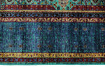 6x8 Multicolor and Navy Turkish Tribal Rug