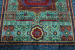 6x8 Multicolor and Navy Turkish Tribal Rug