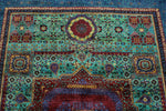 6x8 Multicolor and Navy Turkish Tribal Rug