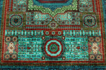 6x8 Turquoıse and Navy Turkish Tribal Rug