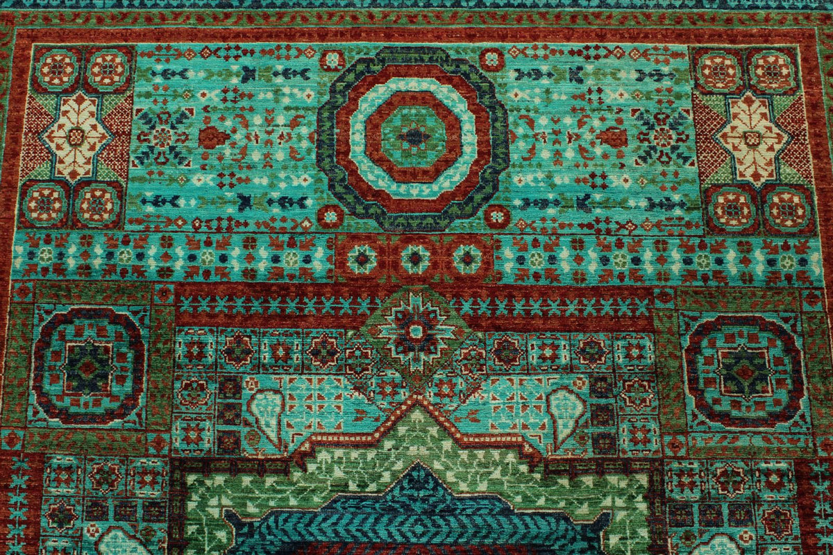 6x8 Turquoıse and Navy Turkish Tribal Rug
