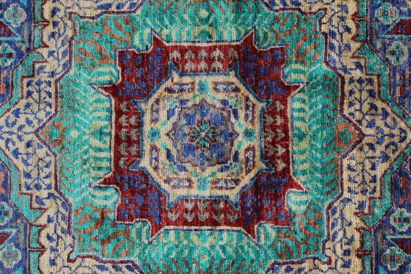 6x8 Purple and Turquoıse Turkish Tribal Rug