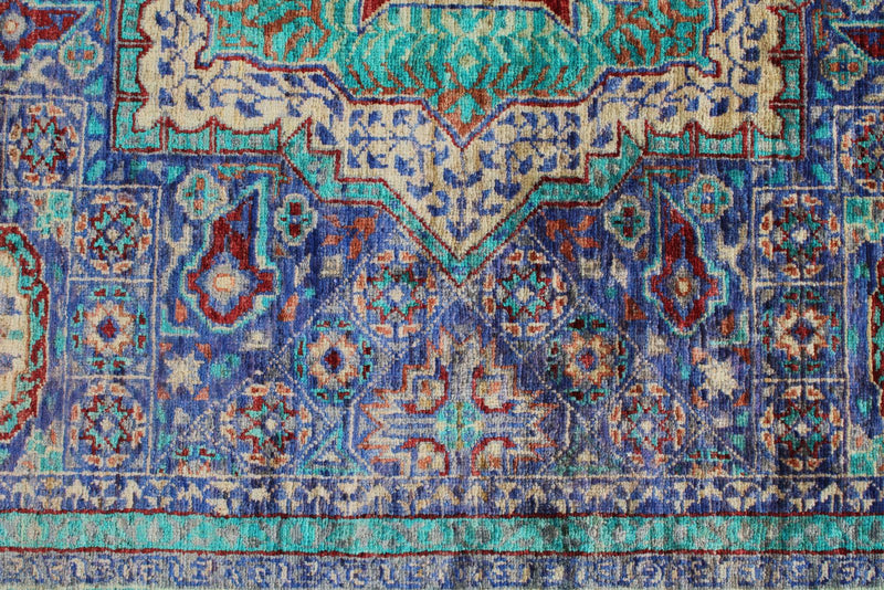 6x8 Purple and Turquoıse Turkish Tribal Rug