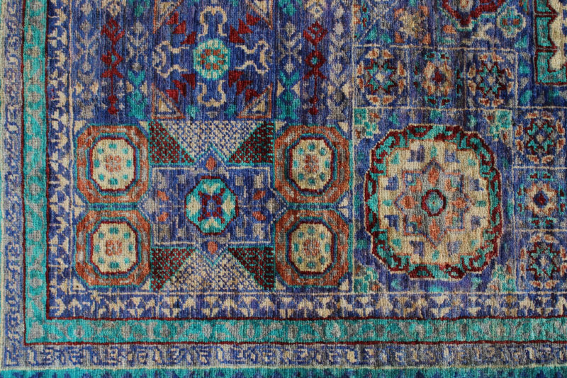 6x8 Purple and Turquoıse Turkish Tribal Rug