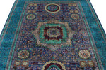 6x8 Purple and Turquoıse Turkish Tribal Rug