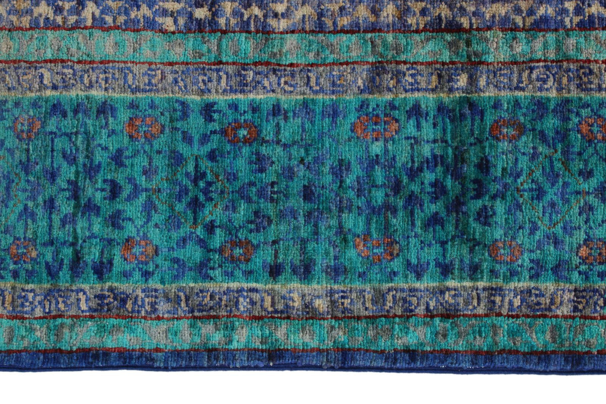 6x8 Purple and Turquoıse Turkish Tribal Rug