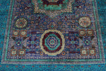 6x8 Purple and Turquoıse Turkish Tribal Rug