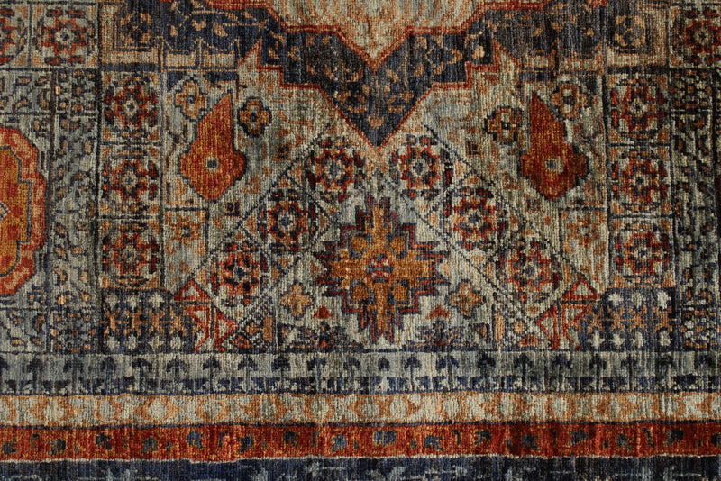 6x8 Light Camel and Navy Turkish Tribal Rug