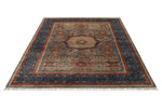 6x8 Light Camel and Navy Turkish Tribal Rug