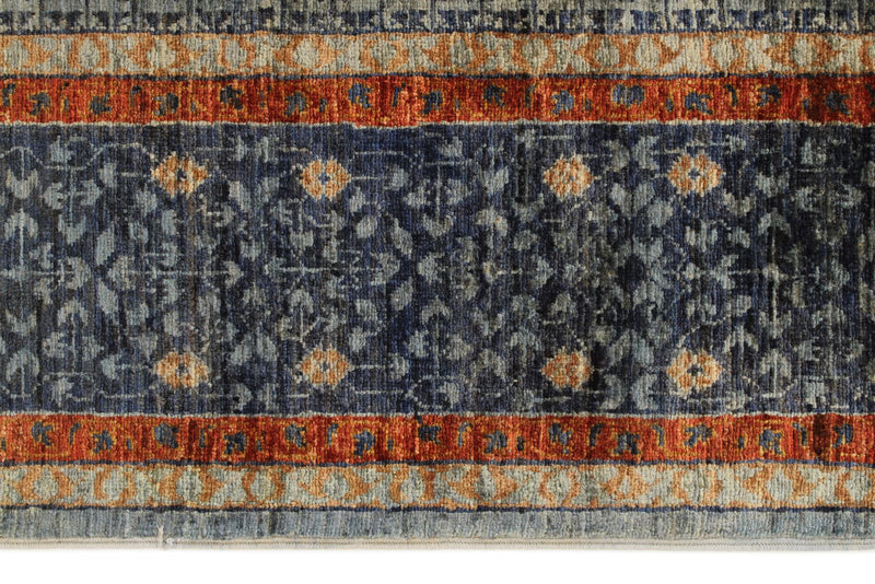 6x8 Light Camel and Navy Turkish Tribal Rug