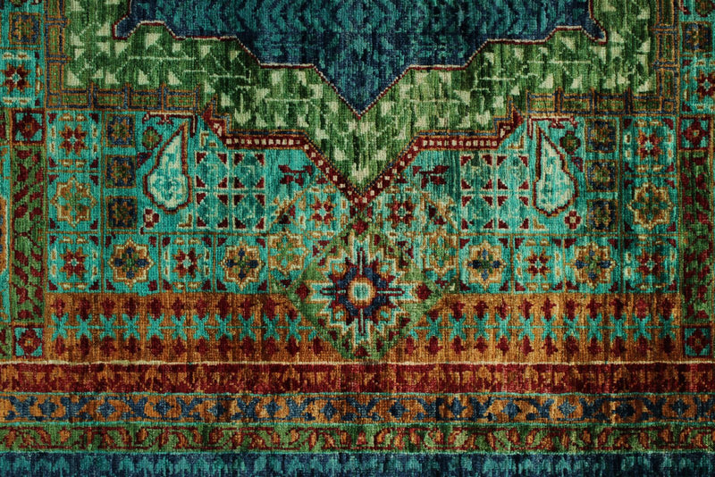 6x8 Turquoıse and Navy Turkish Tribal Rug