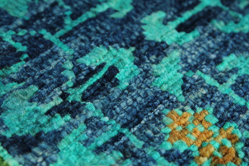 6x8 Turquoıse and Navy Turkish Tribal Rug