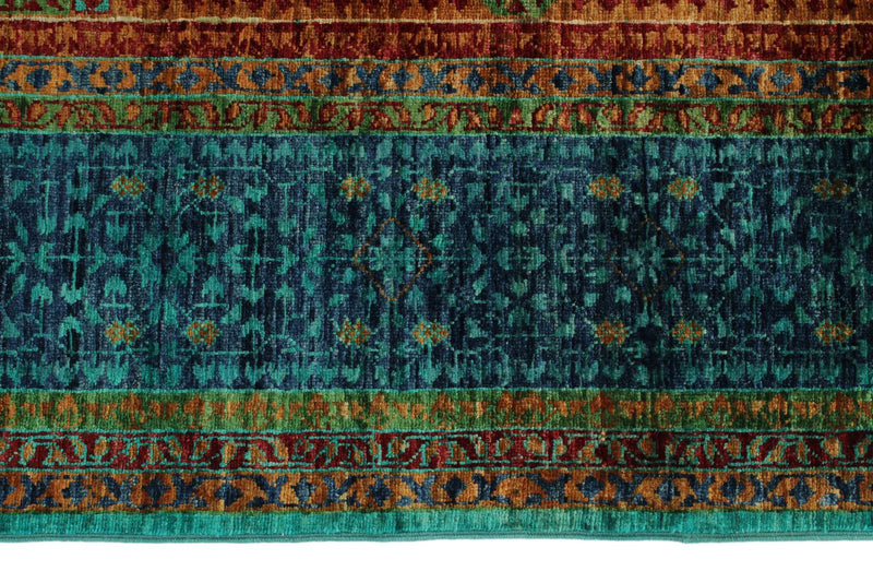 6x8 Turquoıse and Navy Turkish Tribal Rug