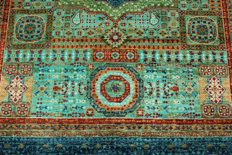 6x8 Turquoıse and Navy Turkish Tribal Rug