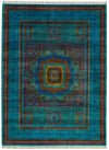 6x8 Green and Multicolor Turkish Tribal Rug