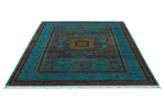 6x8 Green and Multicolor Turkish Tribal Rug