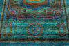 6x8 Green and Multicolor Turkish Tribal Rug