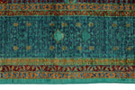 6x8 Green and Blue Turkish Tribal Rug