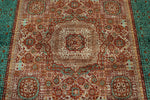 6x8 Light Brown and Turquoıse Turkish Tribal Rug