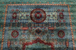 6x8 Gray and Green Turkish Tribal Rug