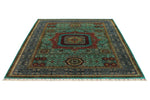 6x8 Green and Gray Turkish Tribal Rug