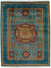 6x8 Light Blue and Blue Turkish Tribal Rug