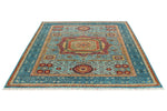 6x8 Light Blue and Blue Turkish Tribal Rug