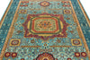 6x8 Light Blue and Blue Turkish Tribal Rug