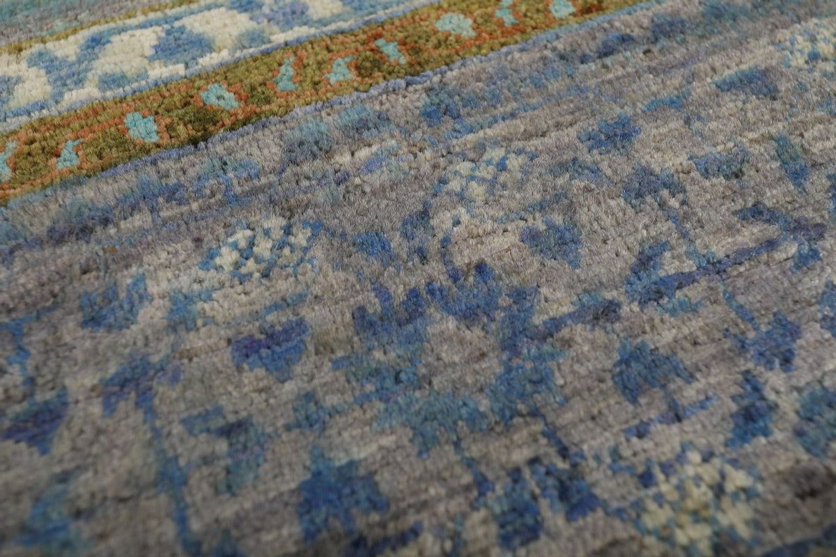 6x8 Green and Purple Turkish Tribal Rug