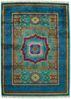 6x8 Turquoıse and Navy Turkish Tribal Rug