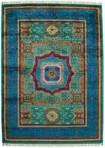 6x8 Turquoıse and Navy Turkish Tribal Rug