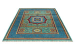 6x8 Turquoıse and Navy Turkish Tribal Rug