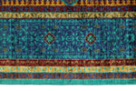 6x8 Turquoıse and Navy Turkish Tribal Rug