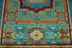 6x8 Turquoıse and Navy Turkish Tribal Rug