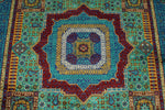 6x8 Turquoıse and Navy Turkish Tribal Rug